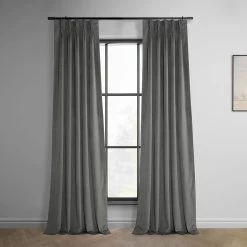 Destiny Grey French Pleat Heritage Plush Velvet Curtain