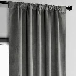 Destiny Grey Heritage Plush Velvet Curtain -Chic Curtains Shop VPYC 161213 pole pocket header 989b8735 8824 4eab 8556 531e8937f8c6