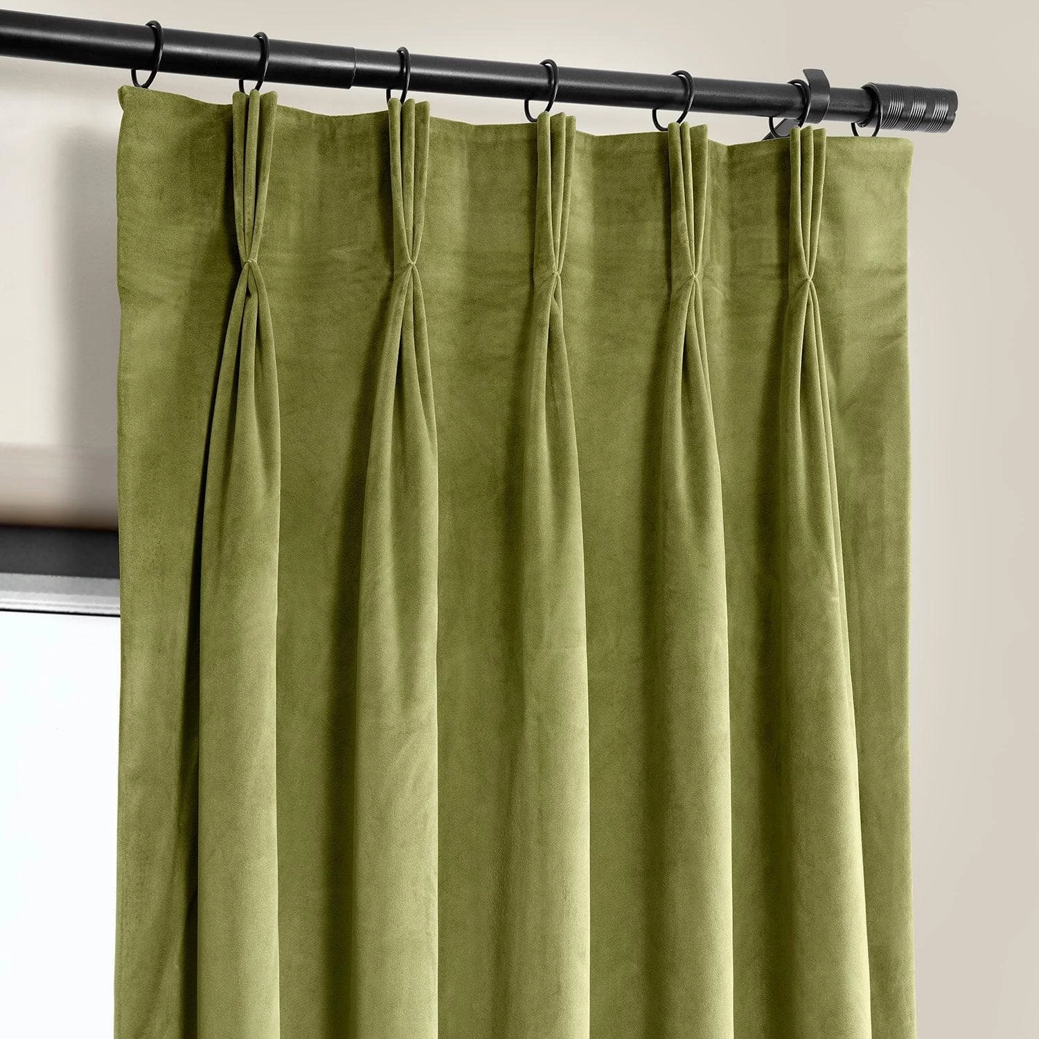 Retro Green French Pleat Heritage Plush Velvet Curtain 4 Retro Green French Pleat Heritage Plush Velvet Curtain - Image 2