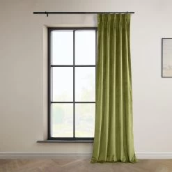 Retro Green French Pleat Heritage Plush Velvet Curtain 12 Retro Green French Pleat Heritage Plush Velvet Curtain -Chic Curtains Shop VPYC 161224 FPD front view r