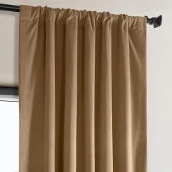 Spiced Rum Heritage Plush Velvet Curtain -Chic Curtains Shop VPYC 161232 pole pocket header