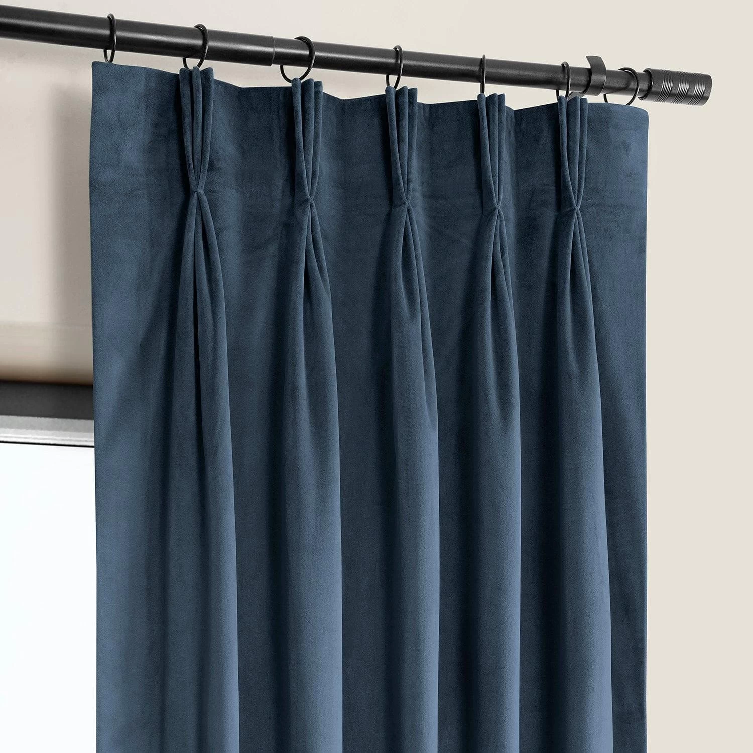 London Blue French Pleat Heritage Plush Velvet Curtain 4 London Blue French Pleat Heritage Plush Velvet Curtain - Image 2