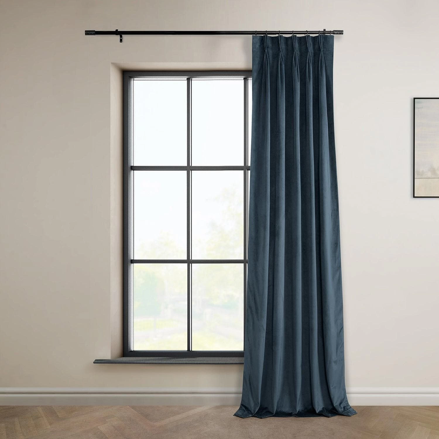 London Blue French Pleat Heritage Plush Velvet Curtain 7 London Blue French Pleat Heritage Plush Velvet Curtain - Image 5