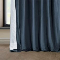 London Blue Heritage Plush Velvet Curtain -Chic Curtains Shop VPYC 161258 lining view