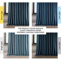 Avalon Blue Extra Wide Heritage Plush Velvet Curtain -Chic Curtains Shop VPYC 161270 DW angled front view