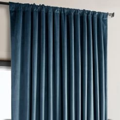 Avalon Blue Extra Wide Heritage Plush Velvet Curtain -Chic Curtains Shop VPYC 161270 DW pole pocket header