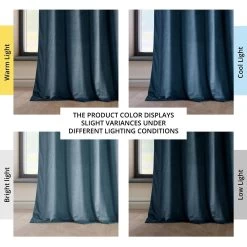 Avalon Blue Grommet Heritage Plush Velvet Curtain -Chic Curtains Shop VPYC 161270 GR angled front view