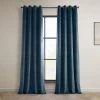 Avalon Blue Grommet Heritage Plush Velvet Curtain -Chic Curtains Shop VPYC 161270 GR front view