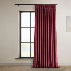 Cinema Red Extra Wide Heritage Plush Velvet Curtain