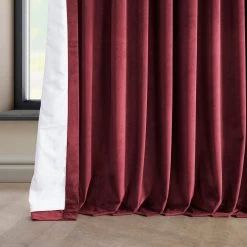 Cinema Red Extra Wide Heritage Plush Velvet Curtain 12 Cinema Red Extra Wide Heritage Plush Velvet Curtain -Chic Curtains Shop VPYC 179758 DW lining view