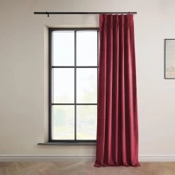 Cinema Red French Pleat Heritage Plush Velvet Curtain -Chic Curtains Shop VPYC 179758 FPD front view r 82a7c9c8 d4d2 4d0a 9d84 2b923f799c60