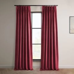 Cinema Red French Pleat Heritage Plush Velvet Curtain