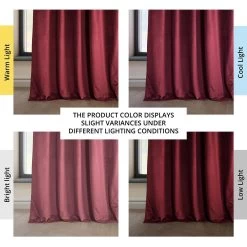 Cinema Red Heritage Plush Velvet Curtain -Chic Curtains Shop VPYC 179758 angled front view