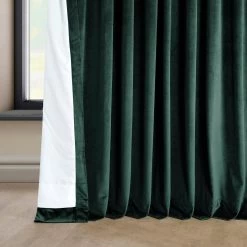 Forestry Green Extra Wide Heritage Plush Velvet Curtain 12 Forestry Green Extra Wide Heritage Plush Velvet Curtain -Chic Curtains Shop VPYC 179759 DW lining view