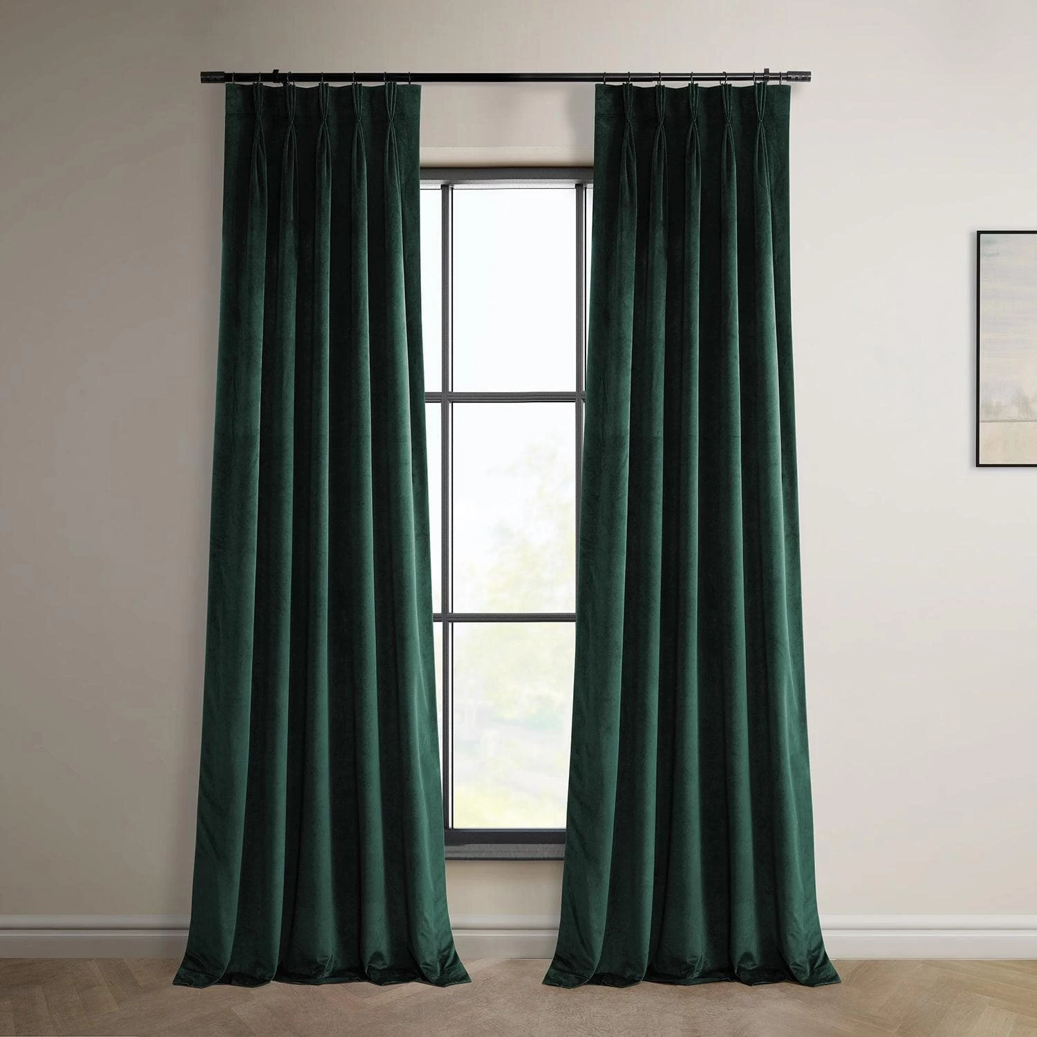 Forestry Green French Pleat Heritage Plush Velvet Curtain 3 Forestry Green French Pleat Heritage Plush Velvet Curtain