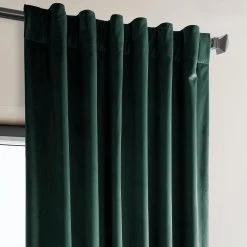 Forestry Green Heritage Plush Velvet Curtain -Chic Curtains Shop VPYC 179759 back tab header 85aa8044 796f 47c0 970c 2327739433c7