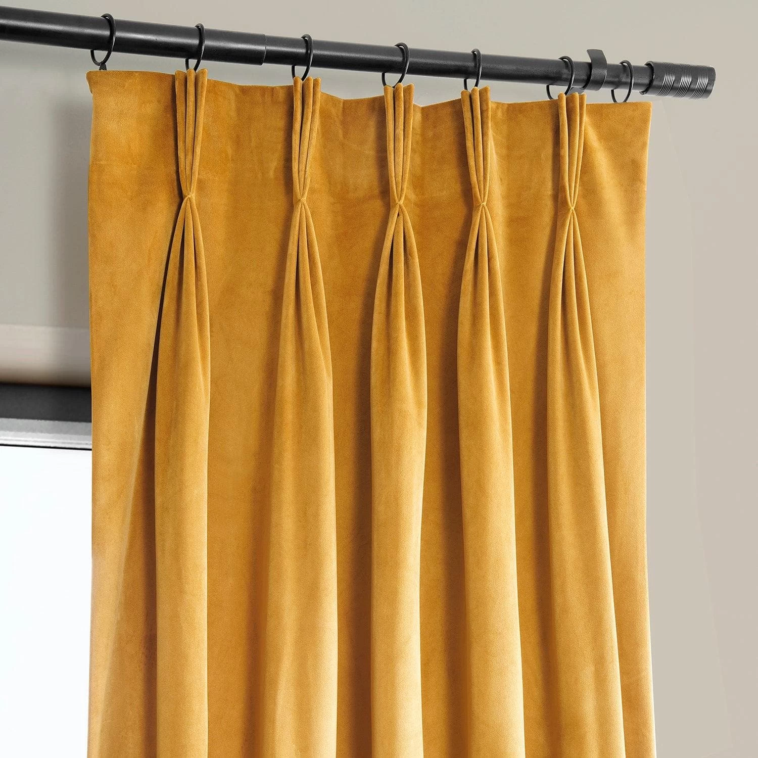 Aztec Gold French Pleat Heritage Plush Velvet Curtain 4 Aztec Gold French Pleat Heritage Plush Velvet Curtain - Image 2