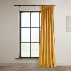 Aztec Gold French Pleat Heritage Plush Velvet Curtain 12 Aztec Gold French Pleat Heritage Plush Velvet Curtain -Chic Curtains Shop VPYC 179760 FPD front view r 62af6003 dd65 412d 9d00 6cf0941aa46d