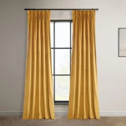 Aztec Gold French Pleat Heritage Plush Velvet Curtain