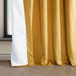Aztec Gold French Pleat Heritage Plush Velvet Curtain 11 Aztec Gold French Pleat Heritage Plush Velvet Curtain -Chic Curtains Shop VPYC 179760 FPD lining view 6f99fcc3 d7bc 4d41 9bef f0672d985fe8