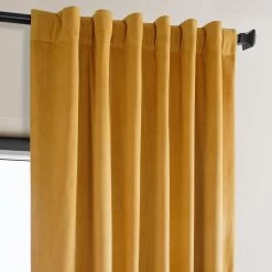 Aztec Gold Heritage Plush Velvet Curtain -Chic Curtains Shop VPYC 179760 back tab header