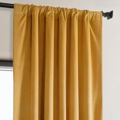 Aztec Gold Heritage Plush Velvet Curtain -Chic Curtains Shop VPYC 179760 pole pocket header