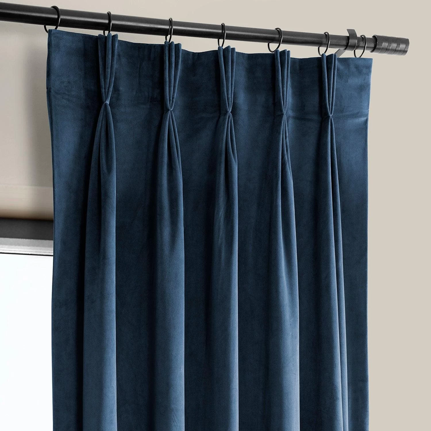 Eternal Blue French Pleat Heritage Plush Velvet Curtain 4 Eternal Blue French Pleat Heritage Plush Velvet Curtain - Image 2