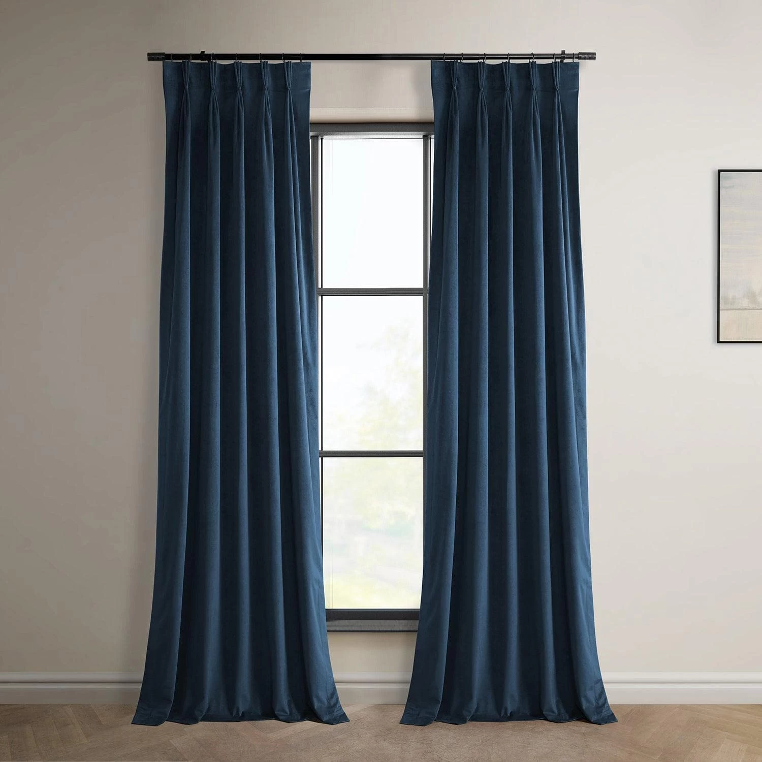 Eternal Blue French Pleat Heritage Plush Velvet Curtain 3 Eternal Blue French Pleat Heritage Plush Velvet Curtain
