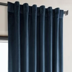 Eternal Blue Heritage Plush Velvet Curtain -Chic Curtains Shop VPYC 179910 back tab header 199b24fe d812 4e5a 97a2 8a4d22dcf37b