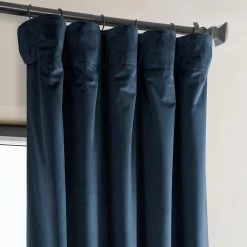 Eternal Blue Heritage Plush Velvet Curtain -Chic Curtains Shop VPYC 179910 pole pocket hook belt header 1fb7dc24 46dd 48a4 992f 0abc0e3699e3
