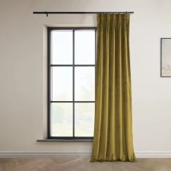 Peat Green French Pleat Heritage Plush Velvet Curtain 12 Peat Green French Pleat Heritage Plush Velvet Curtain -Chic Curtains Shop VPYC 179911 FPD front view r b513bc53 0e16 45cd 9363 6b70226f6cf9