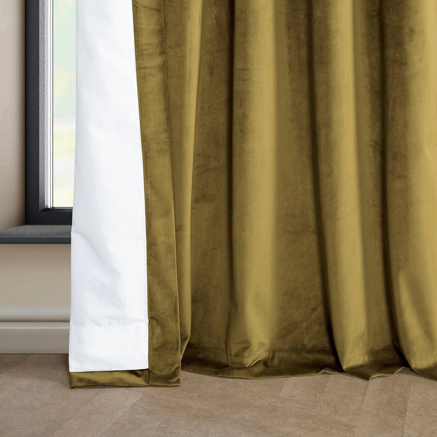 Peat Green French Pleat Heritage Plush Velvet Curtain 6 Peat Green French Pleat Heritage Plush Velvet Curtain - Image 4