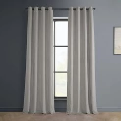 City Grey Grommet Heritage Plush Velvet Curtain