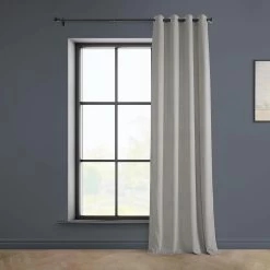 City Grey Grommet Heritage Plush Velvet Curtain -Chic Curtains Shop VPYC 179916 GR front view r