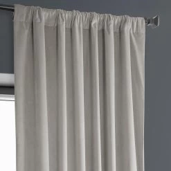 City Grey Heritage Plush Velvet Curtain -Chic Curtains Shop VPYC 179916 pole pocket header