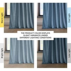 Denmark Blue Heritage Plush Velvet Curtain -Chic Curtains Shop VPYC 179920 angled front view