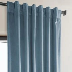 Denmark Blue Heritage Plush Velvet Curtain -Chic Curtains Shop VPYC 179920 back tab header
