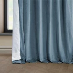 Denmark Blue Heritage Plush Velvet Curtain -Chic Curtains Shop VPYC 179920 lining view