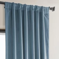 Denmark Blue Heritage Plush Velvet Curtain -Chic Curtains Shop VPYC 179920 pole pocket header