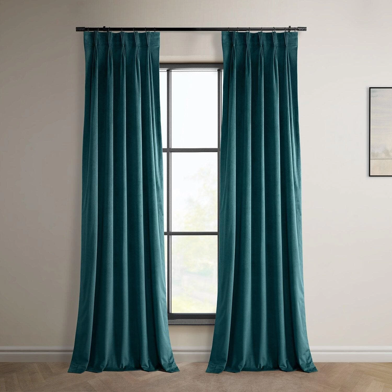 Deep Sea Teal French Pleat Heritage Plush Velvet Curtain 3 Deep Sea Teal French Pleat Heritage Plush Velvet Curtain