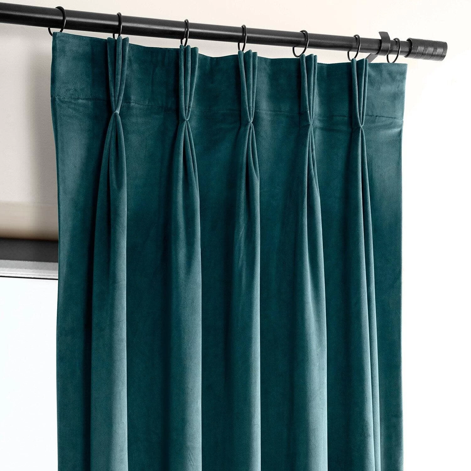 Deep Sea Teal French Pleat Heritage Plush Velvet Curtain 4 Deep Sea Teal French Pleat Heritage Plush Velvet Curtain - Image 2