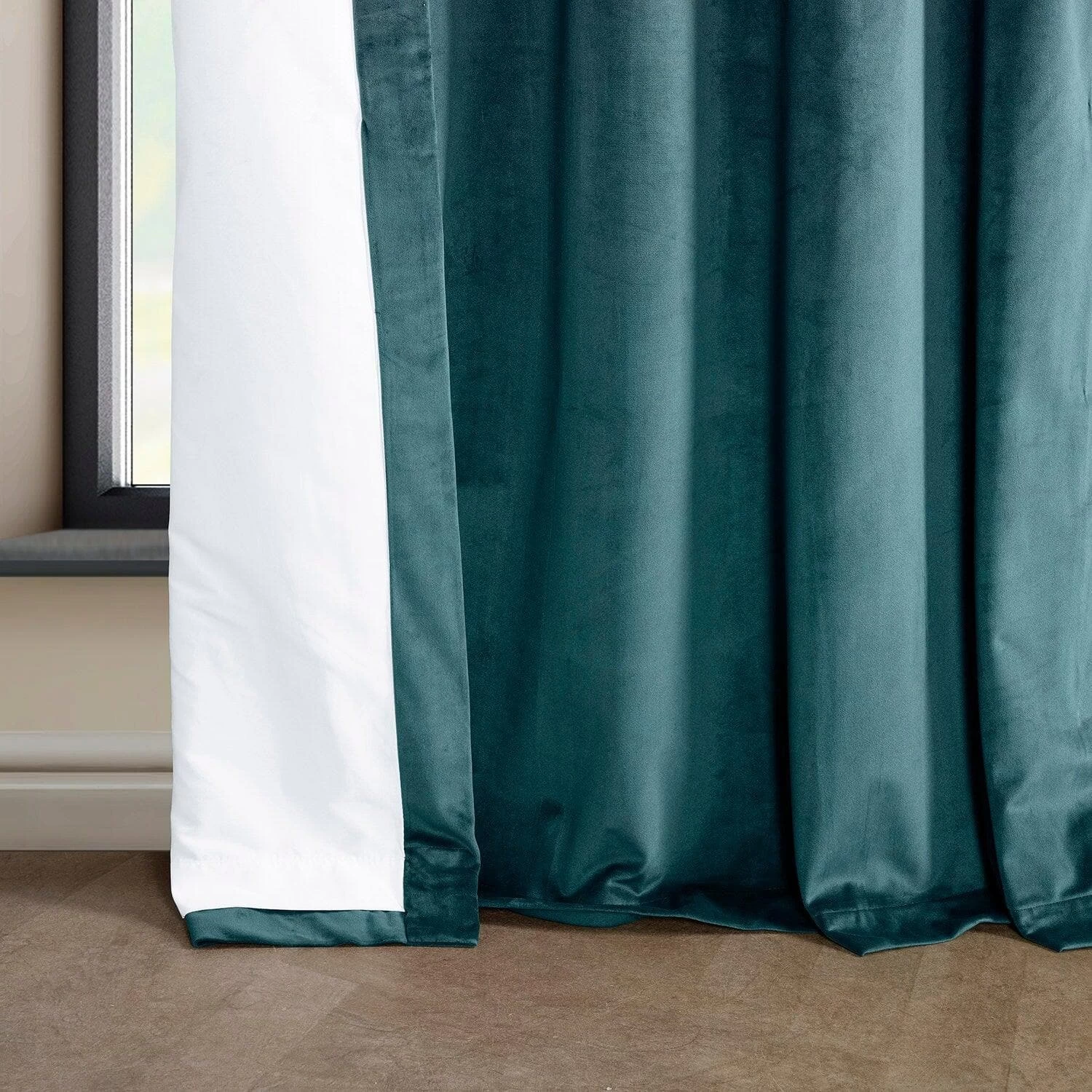 Deep Sea Teal French Pleat Heritage Plush Velvet Curtain 6 Deep Sea Teal French Pleat Heritage Plush Velvet Curtain - Image 4