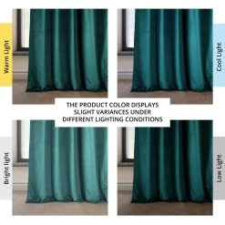 Deep Sea Teal Heritage Plush Velvet Curtain -Chic Curtains Shop VPYC 179921 angled front view