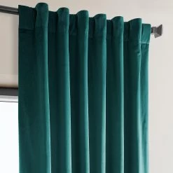 Deep Sea Teal Heritage Plush Velvet Curtain -Chic Curtains Shop VPYC 179921 back tab header