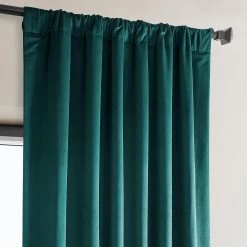 Deep Sea Teal Heritage Plush Velvet Curtain -Chic Curtains Shop VPYC 179921 pole pocket header