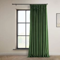 Eden Green Extra Wide Heritage Plush Velvet Curtain