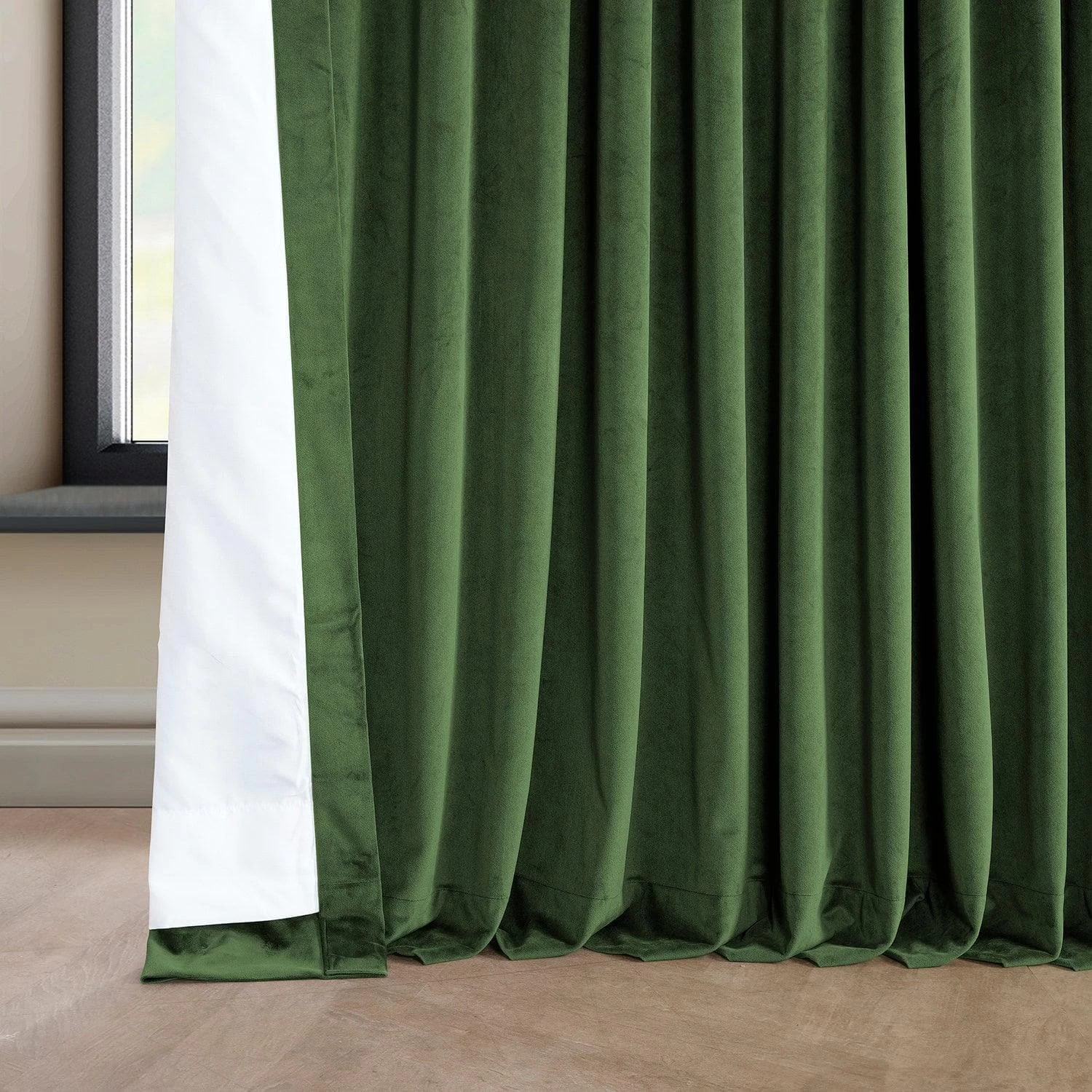 Eden Green Extra Wide Heritage Plush Velvet Curtain 7 Eden Green Extra Wide Heritage Plush Velvet Curtain - Image 5