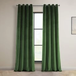 Eden Green Grommet Heritage Plush Velvet Curtain