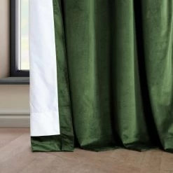 Eden Green Grommet Heritage Plush Velvet Curtain -Chic Curtains Shop VPYC 181427 GR lining view