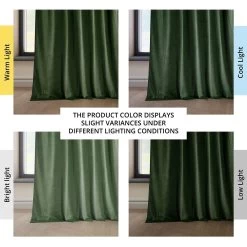 Eden Green Heritage Plush Velvet Curtain -Chic Curtains Shop VPYC 181427 angled front view